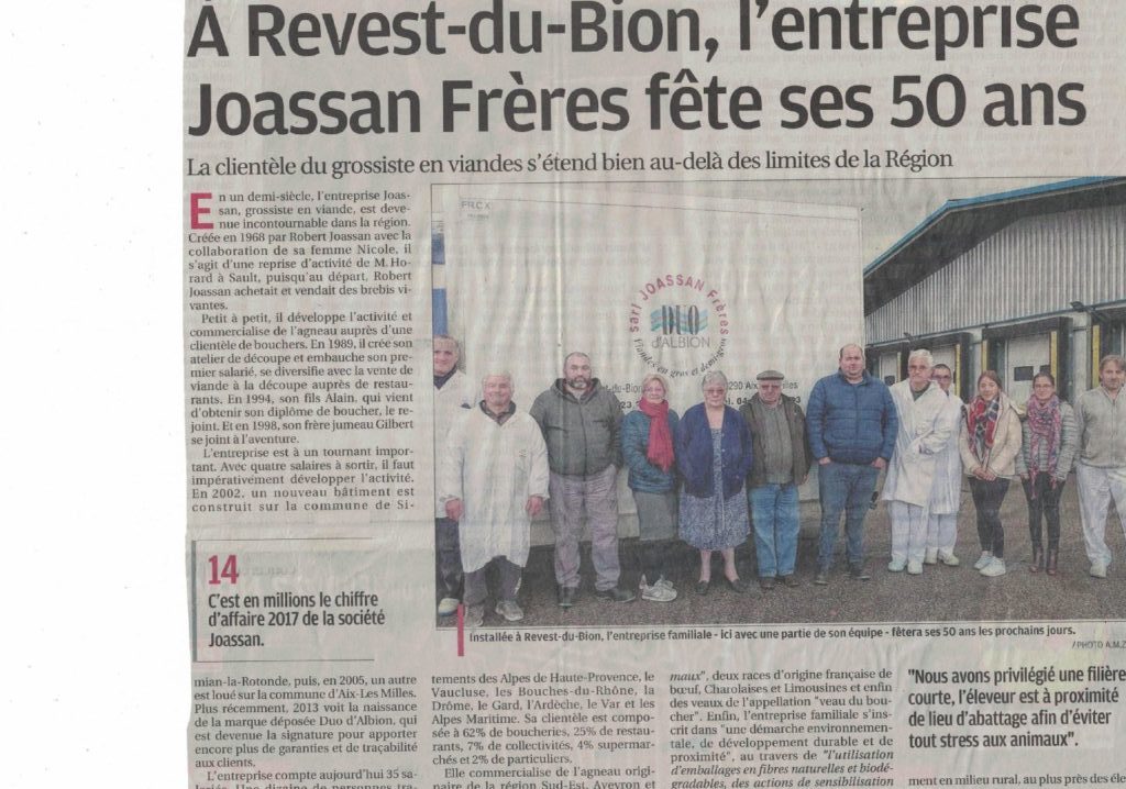 Article Joassan Freres 50 ans La Provence